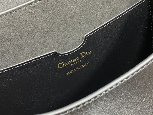 CD Large Di.or Bobby Bag Black Box Calfskin With Blue Di.or Oblique Emb Shoulder Strap