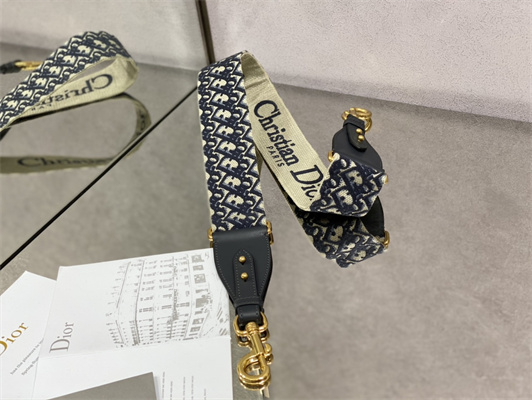 CD Large Di.or Bobby Bag Blue Oblique Jacquard With Blue Di.or Oblique Emb Shoulder Strap