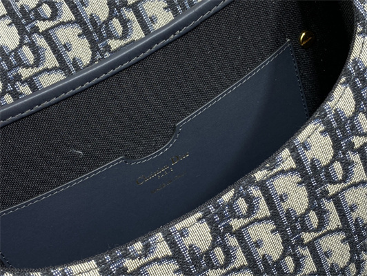 CD Large Di.or Bobby Bag Blue Oblique Jacquard With Blue Di.or Oblique Emb Shoulder Strap