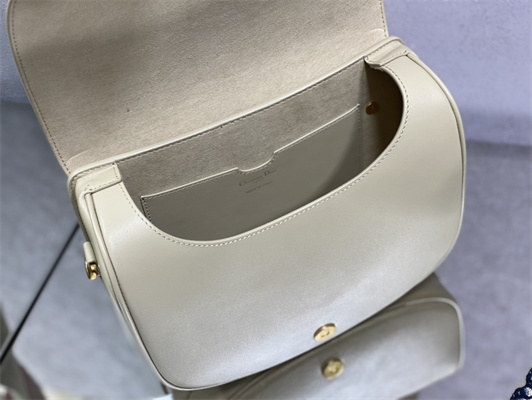 CD Large Di.or Bobby Bag Sand-Colored Box Calfskin With Blue Di.or Oblique Emb Shoulder Strap