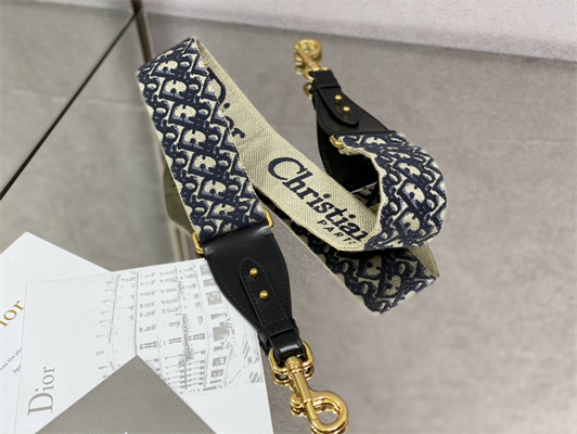 CD Large Di.or Bobby Bag Amber Box Calfskin With Blue Di.or Oblique Emb Shoulder Strap