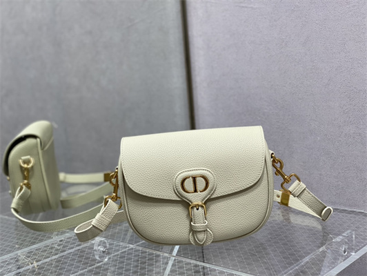 CD Medium Di.or Bobby Bag Grained Calfskin White