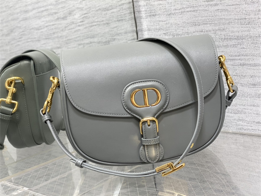 CD Medium Di.or Bobby Bag Box Calfskin Stone Grey