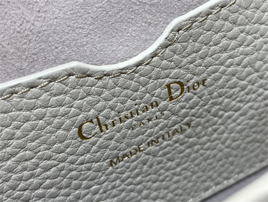 CD Small Di.or Bobby Bag Grained Calfskin White