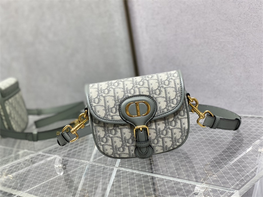 CD Small Di.or Bobby Bag Grey Oblique Jacquard