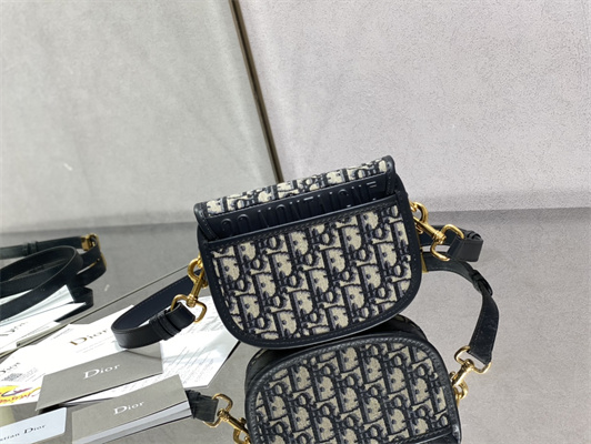 CD Small Di.or Bobby Bag Blue Oblique Jacquard