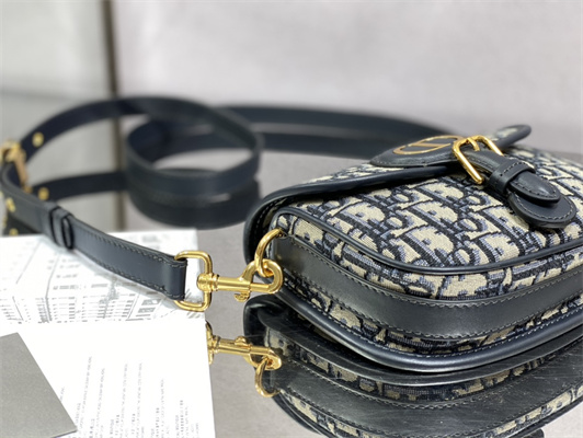 CD Small Di.or Bobby Bag Blue Oblique Jacquard