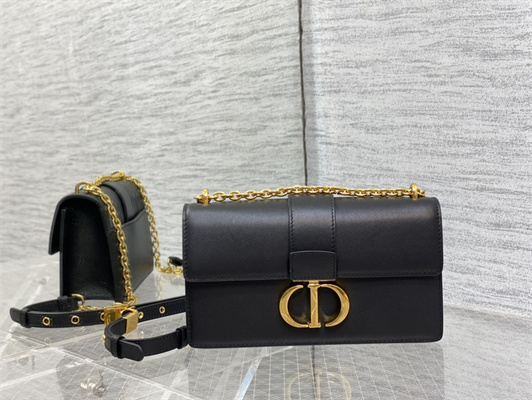 CD 30 Montaigne East-West Bag With Chain Black Calfskin