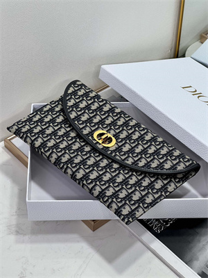 CD 30 Montaigne Avenue Pouch with Flap Blue Dior Oblique Jacquard
