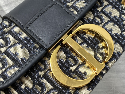 CD 30 Montaigne Box Bag Blue Oblique Jacquard