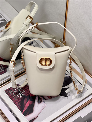 CD 30 Montaigne Amber Mini Bucket Bag Box Calfskin Latte