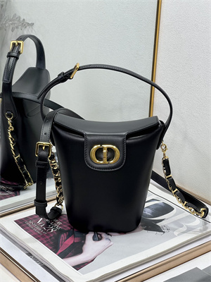 CD 30 Montaigne Amber Mini Bucket Bag Box Calfskin Black