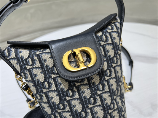 CD 30 Montaigne Amber Mini Bucket Bag Blue Oblique Jacquard