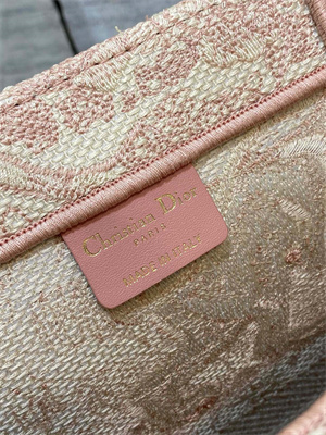 CD Large Book Tote Toile de Jouy Embroidery Ecru and Pink