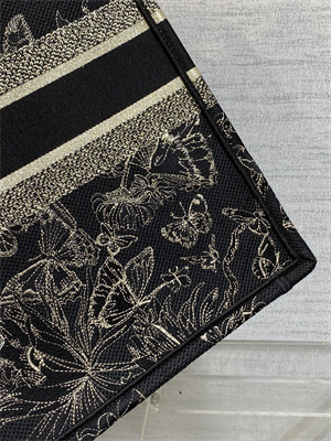 CD Large Book Tote Toile de Jouy Mexico Embroidery Black and Gold Tone