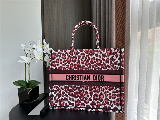 CD Large Book Tote Pink Multicolor Mizza Embroidery