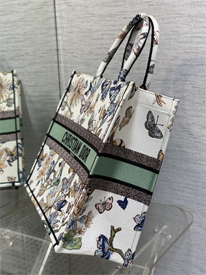 CD Large Book Tote Toile de Jouy Mexico Embroidery White Multicolor