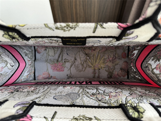 CD Large Book Tote Mexico Millefiori Embroidery White Multicolor