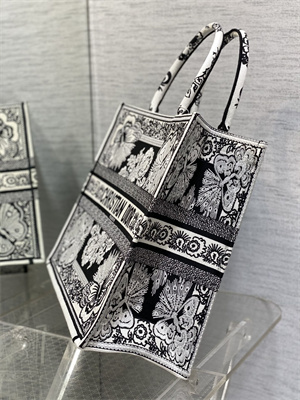 CD Large Book Tote Butterfly Bandana Embroidery Black and White