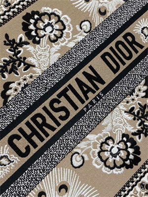 CD Large Book Tote Butterfly Bandana Embroidery Beige Multicolor