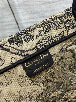 CD Large Book Tote Toile de Jouy Embroidery Beige and Black