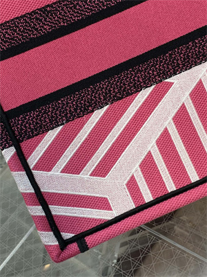 CD Medium Book Tote D-Jungle Pop Embroidery Pink and Blue