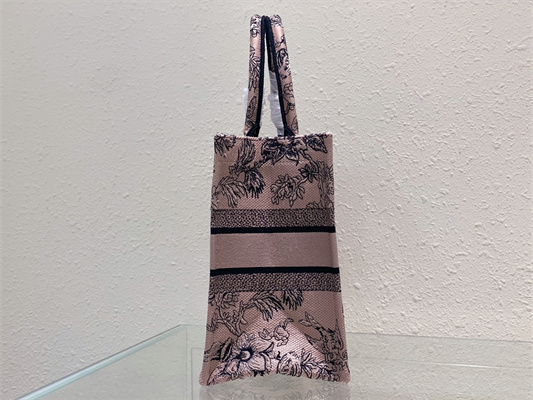 CD Medium Book Tote Jardin Botanique Embroidery Pink