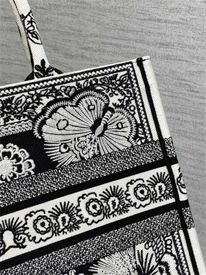 CD Medium Book Tote Butterfly Bandana Embroidery Black and White