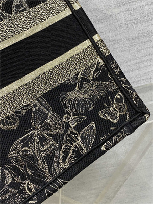 CD Medium Book Tote Toile de Jouy Mexico Embroidery Black and Gold Tone