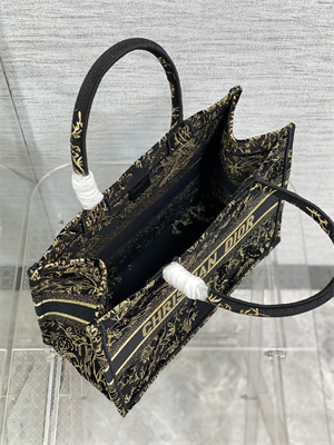 CD Medium Book Tote Jardin d’Hiver Embroidery Black and Gold Tone