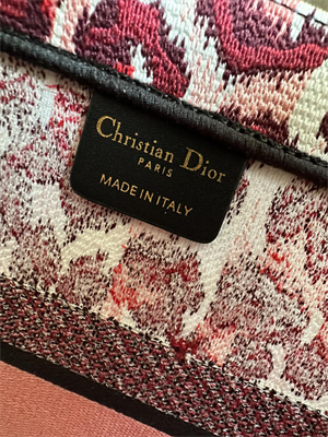 CD Medium Book Tote Pink Multicolor Mizza Embroidery