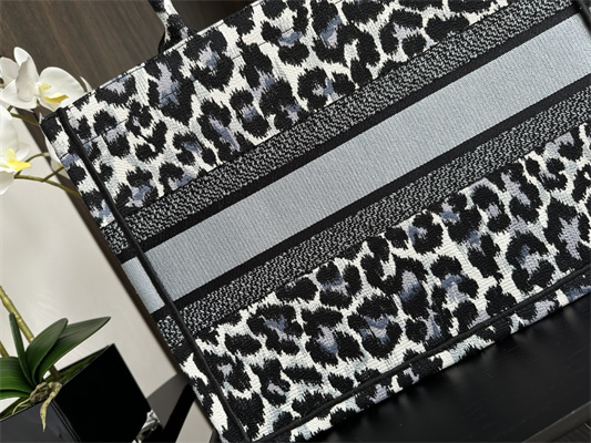 CD Medium Book Tote Black Multicolor Mizza Embroidery