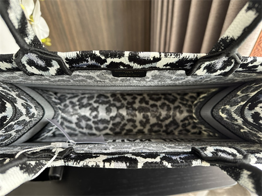 CD Medium Book Tote Black Multicolor Mizza Embroidery