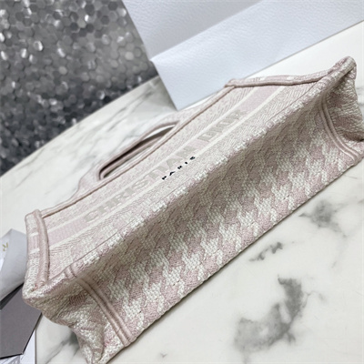 CD Mini Book Tote Macro Houndstooth Embroidery Pink