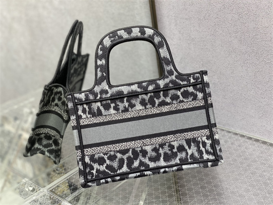 CD Mini Book Tote Black Multicolor Mizza Embroidery