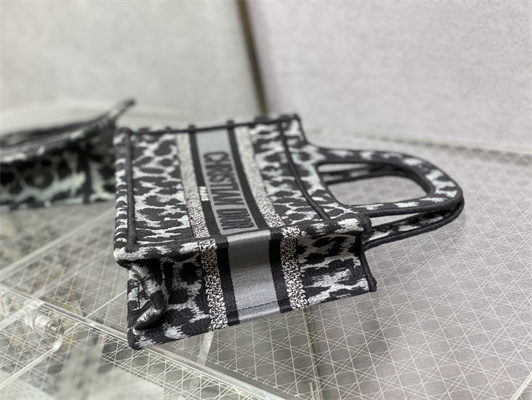 CD Mini Book Tote Black Multicolor Mizza Embroidery