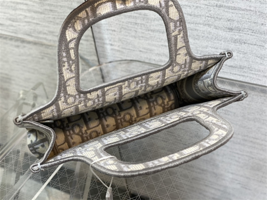 CD Mini Book Tote Grey Oblique Embroidery