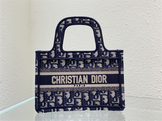 CD Mini Book Tote Blue Oblique Embroidery