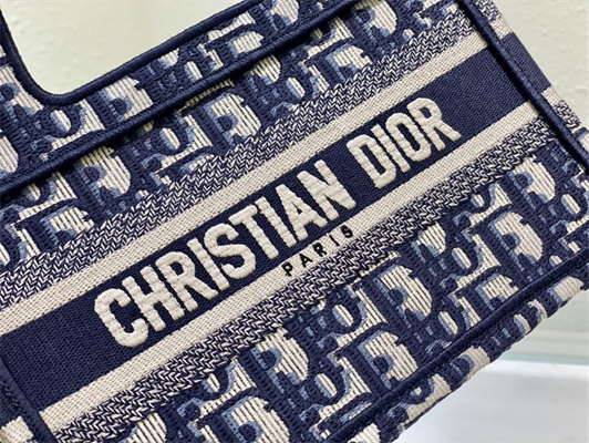 CD Mini Book Tote Blue Oblique Embroidery