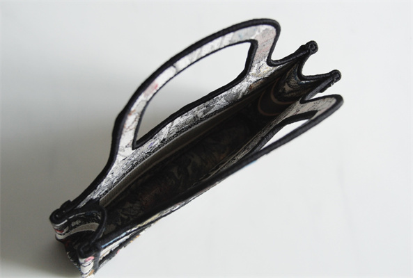 CD Mini Book Tote Mille Fleurs Embroidery Black Multicolor