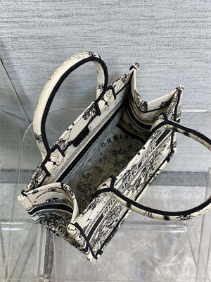 CD Small Book Tote Di.or Zodiac Embroidery Latte and Black