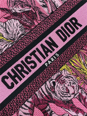 CD Small Book Tote Voyage Toile de Jouy Embroidery Pink Multicolor