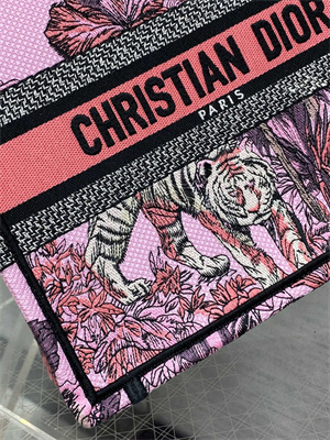 CD Small Book Tote Voyage Toile de Jouy Embroidery Lt Pink Multicolor