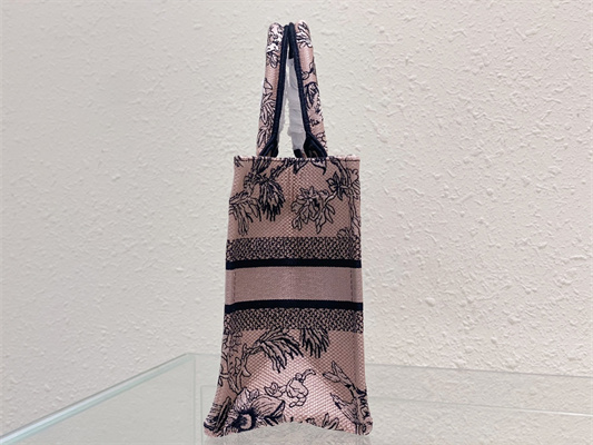 CD Small Book Tote Jardin Botanique Embroidery Pink