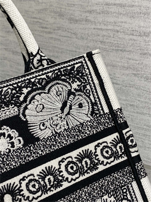 CD Small Book Tote Butterfly Bandana Embroidery Black and White