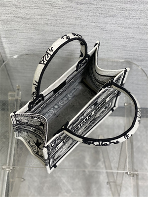 CD Small Book Tote Butterfly Bandana Embroidery Black and White