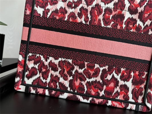 CD Small Book Tote Pink Multicolor Mizza Embroidery