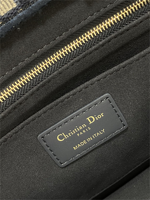 CD Small Book Tote With Strap Ecru and Blue Oblique Embroidery