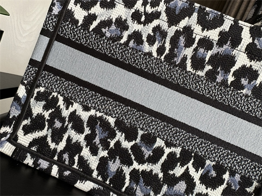 CD Small Book Tote Black Multicolor Mizza Embroidery