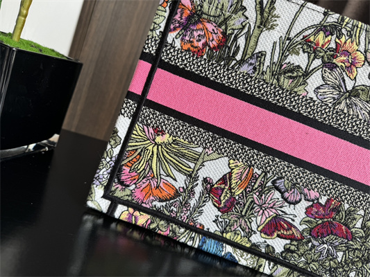 CD Small Book Tote Mexico Millefiori Embroidery White Multicolor